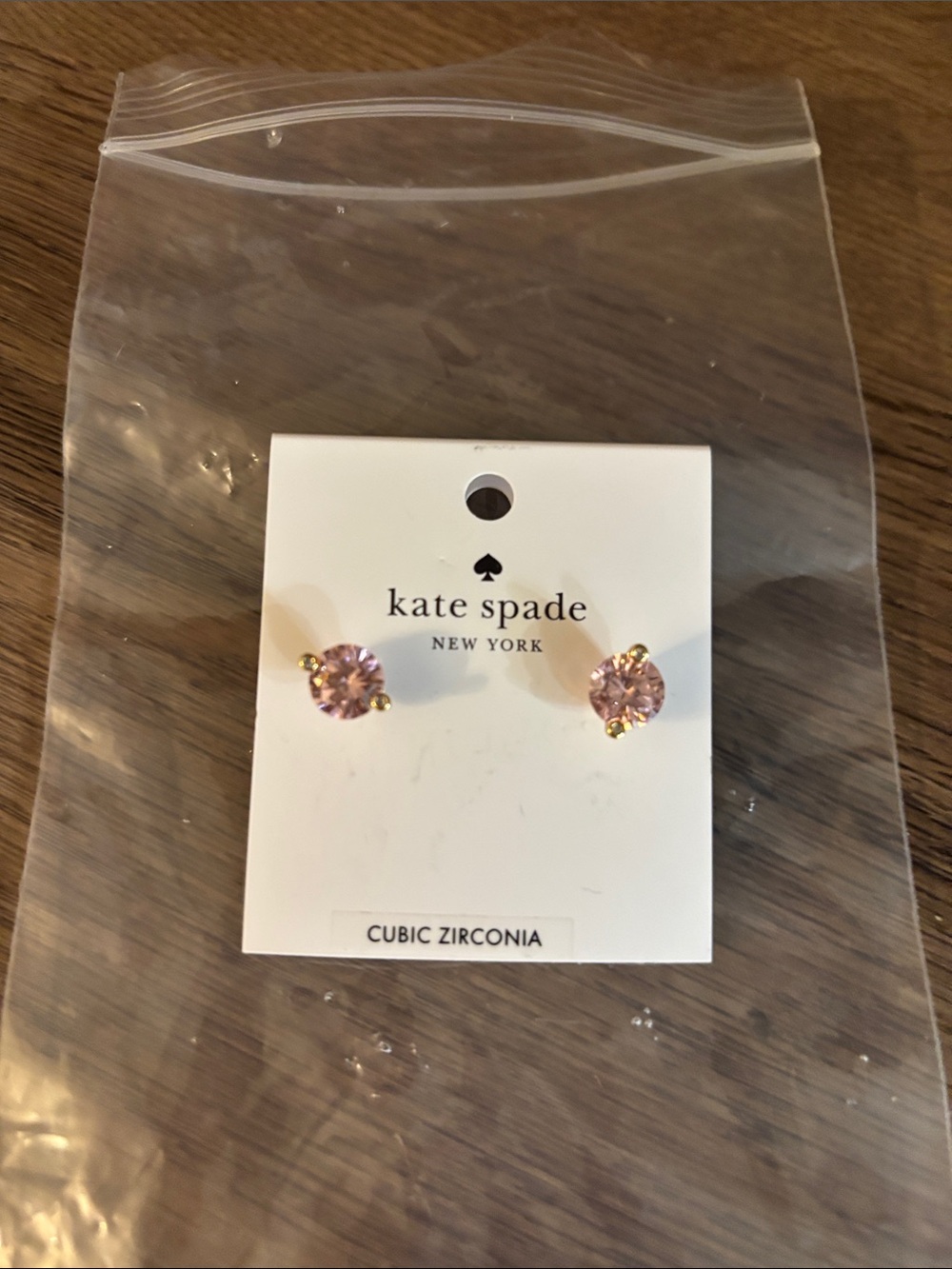 kate spade Gold-Tone Pink Cubic Zirconia Stud Earrings